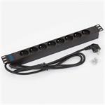 19" Rozvodný panel 8x230V 1U CZ 2m kabel černý