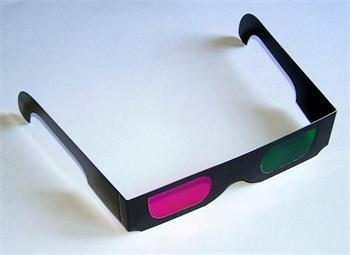 3D brýle - papírové, Green-Magenta, černé ( zelená - purpurová )