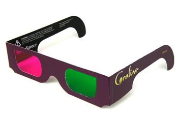 3D brýle - papírové, Green-Magenta, Coraline 3D ( zelená - purpurová )