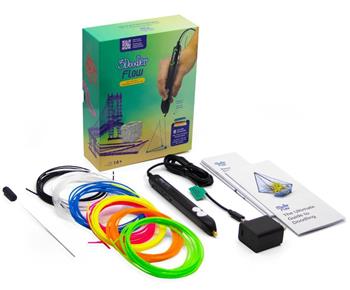 3D pero 3Doodler FLOW + 8 PLA náplní a 3D šablona