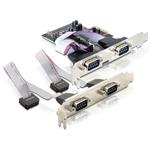 Adaptér PCI Express x1 4xsériový port + low profile