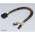AKASA prodlužovací kabel 8pin(M) na 2x 4pin(F) / AK-CB8-8-EXT / 30cm