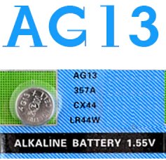 baterie knoflíková, alkalická AG13 ( LR44 / A76 / SR44 / G13 / LR1154], 1.5V