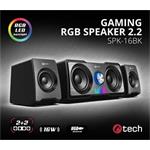 C-TECH reproduktory SPK-16, 2.2, 16W,  RGB podsvícení, 3,5mm jack, USB napájení, černé