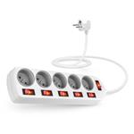 CONNECT IT prodlužovací kabel , 5 zásuvek, 2 m, s vypínači (bílá)