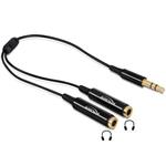 Delock adaptér stereo jack 3,5 mm samec,3 pin > 2 x stereo jack 3,5 mm samice, 25cm,černý