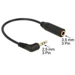 Delock Audio Cable Stereo jack 2.5 mm 3 pin male > Stereo jack 3.5 mm 3 pin female angled