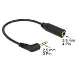 Delock Audio Cable Stereo jack 2.5 mm 3 pin male > Stereo jack 3.5 mm 4 pin female angled