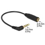 Delock Audio Cable Stereo jack 3.5 mm 3 pin male > Stereo jack 2.5 mm 3 pin female angled