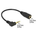 Delock Cable Audio Stereo 2.5 mm male angled > 3.5 mm female 3 pin 14 cm