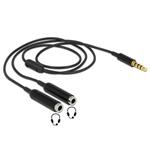 Delock Cable audio stereo jack male 3.5 mm 4 pin > 2 x stereo jack female 3.5 mm 4 pin 25 cm
