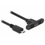 Delock Cable USB 2.0 Micro-B female panel-mount > USB 2.0 Micro-B male 25 cm