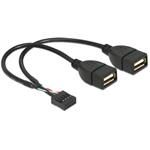 Delock Cable USB 2.0 type-A 2 x female to pin header