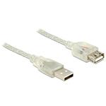 Delock Prodlužovací kabel USB 2.0 Typ-A samec > USB 2.0 Typ-A samice 0,5 m transparentní