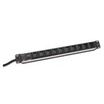 DIGITUS 19" 1U Aluminium PDU Rated power: 10A, 2500W, 250VAC 50/60Hz 10x IEC C13, overload prot.