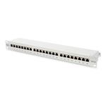 DIGITUS 19" CAT 6 patch panel, shielded 24-port RJ45, 8P8C, LSA, 1U Color grey RAL 7035