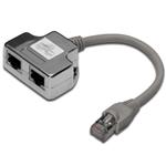 Digitus Adaptor, Patch Cable, CAT5E RJ45 M, 2 X RJ45 F, Length 0,19 M