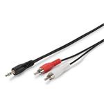 Digitus Audio adapter cable, stereo 3.5mm - 2x RCA 2.50m, CCS, 2x0.10/10, shielded, M/M, black
