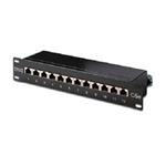 Digitus CAT 5e, Class D patch panel, shielded 12-port RJ45, 8P8C, LSA, 1U, 254 mm(10")Rack Mount color black RAL 9005