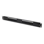 Digitus CAT 6, Class E patch panel, unshielded 16-port RJ45, 8P8C, LSA, 1U, rack mount, color black RAL 9005