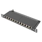 DIGITUS CAT 6A, Class EA Patch Panel, shielded, 12-port, 0.5U, 10", black