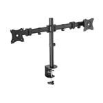 Digitus Dual Monitor Desk clamp mount, black  90o Swivel, 30o Tilt, rotate 360o,15"-27" TFT, max load 16Kg,VESA max 100x100