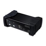 DIGITUS DVI-Audio-USB-KVM switch, 2-port, with integrated USB 2.0 Hub