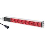 DIGITUS Professional aluminum outlet strip with pre-fuse, 8 safety outlets, 2 m supply IEC C14 plug
