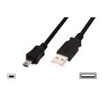 Digitus USB 2.0 connection cable, type  A - mini B (5pin) M/M, 1.0m, USB 2.0 conform, UL, bl