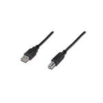 Digitus USB connection cable, type A - B, M/M, 1.0m, USB 2.0 compatible, UL, black
