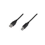 Digitus USB connection cable, type A - B, M/M, 5m, USB 2.0 compatible, UL, black
