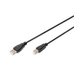 Digitus USB connection cable, USB A - B 5.00m, CU, AWG24/28, 2x shielded, M/M, UL, USB 2.0 compatible,