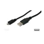 Digitus USB connection cable, USB A - Micro USB B 1.80m, CU, AWG28, 2x shielded, M/M, UL, black BL