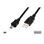 Digitus USB connection cable, USB A-Mini - USB B 5pin1.80m, CU, AWG26/28, 2x shielded, M/M,