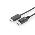 Diígitus DisplayPort adapter cable, DP - HDMI type A, M/M, 1.0m, w/interlock, DP 1.2_HDMI 2.0, 4K/60Hz, CE, bl
