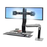 ERGOTRON WorkFit-A, Dual Display, Polished aluminum, nastavitelný stolní držák pro dva monitory , kláv.+myš+odkl. plocha
