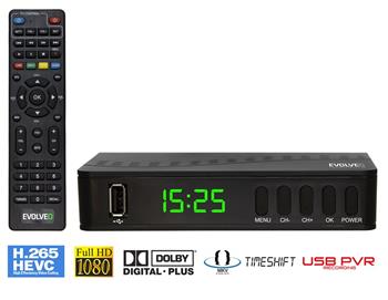 EVOLVEO Alpha T2, HD DVB-T2 H.265/HEVC multimediální rekordér, HDMI, SCART, USB