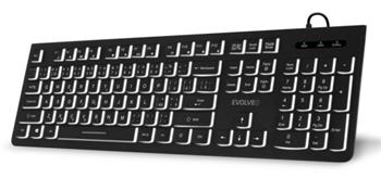 EVOLVEO K1010, tichá klávesnice s bílým podsvícením, CZ+SK, černá
