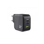 Green Cell GC PowerGaN 65W Charger (2x USB-C Power Delivery, 1x USB-A compatible with Quick Charge 3.0)