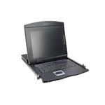 igitus modularized 43,2cm (17") TFT console, with 8 port KVM, US keyboard, RAL 9005 black color