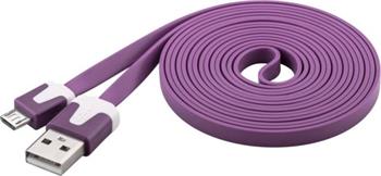 PremiumCord Kabel micro USB 2.0, A-B 2m, plochý PVC kabel, fialový (ku2m2fp3)