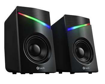 C-TECH reproduktory SPK-15, 2.0, 6W, RGB podsvícení, 3,5mm jack, USB napájení, černé (SPK-15)