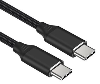 PremiumCord Kabel USB-C M/M, 240W 480Mbps černý bavlněný oplet, 1,5m (ku31cv15)