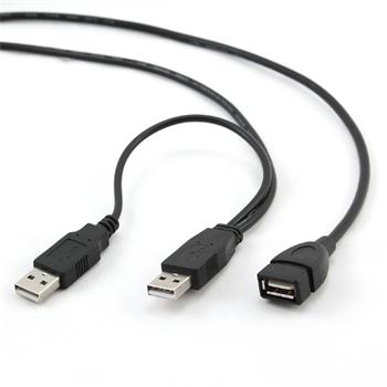 GEMBIRD CABLEXPERT Kabel USB A-A 1m 2.0 prodlužovací DUÁLNÍ pro extra napájení (CCP-USB22-AMAF-3)