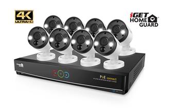 iGET HOMEGUARD HGNVK164908 - Ultra HD 4K systém s PoE napájením, 16-kanálové NVR + 8x HGNVK936CAM 4K kamera (75020555)