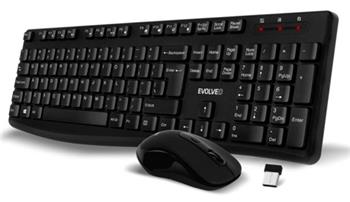 EVOLVEO K1050, bezhlučný set bezdr. klávesnice a myši, US INTL, černá (K1050-BK-EN)