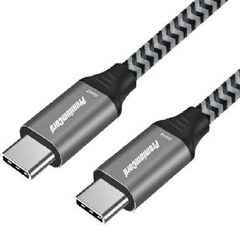 PremiumCord Kabel USB-C M/M, 100W 20V/5A 480Mbps bavlněný oplet, 0,5m (ku31cw05)