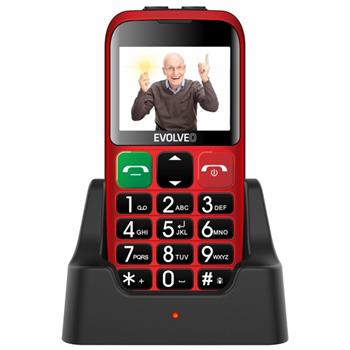 EVOLVEO EasyPhone EB, mobilní telefon pro seniory s nabíjecím stojánkem (červená barva) (EP-850-EBR)