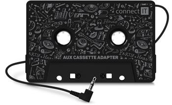 CONNECT IT AUX kazetový adaptér, 3,5 mm jack, ČERNÁ (CFF-1050-BK)