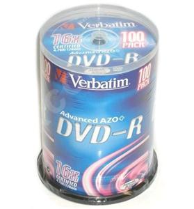 DVD-R médium Verbatim 16x 4,7GB, 100ks, Spindle (43549)